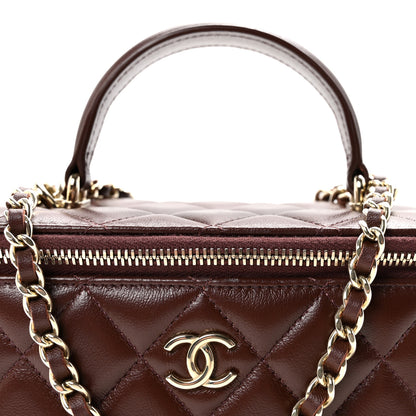Chanel Lambskin Quilted Small Top Handle Vanity Case With Chain Dark Brown 8 of 11