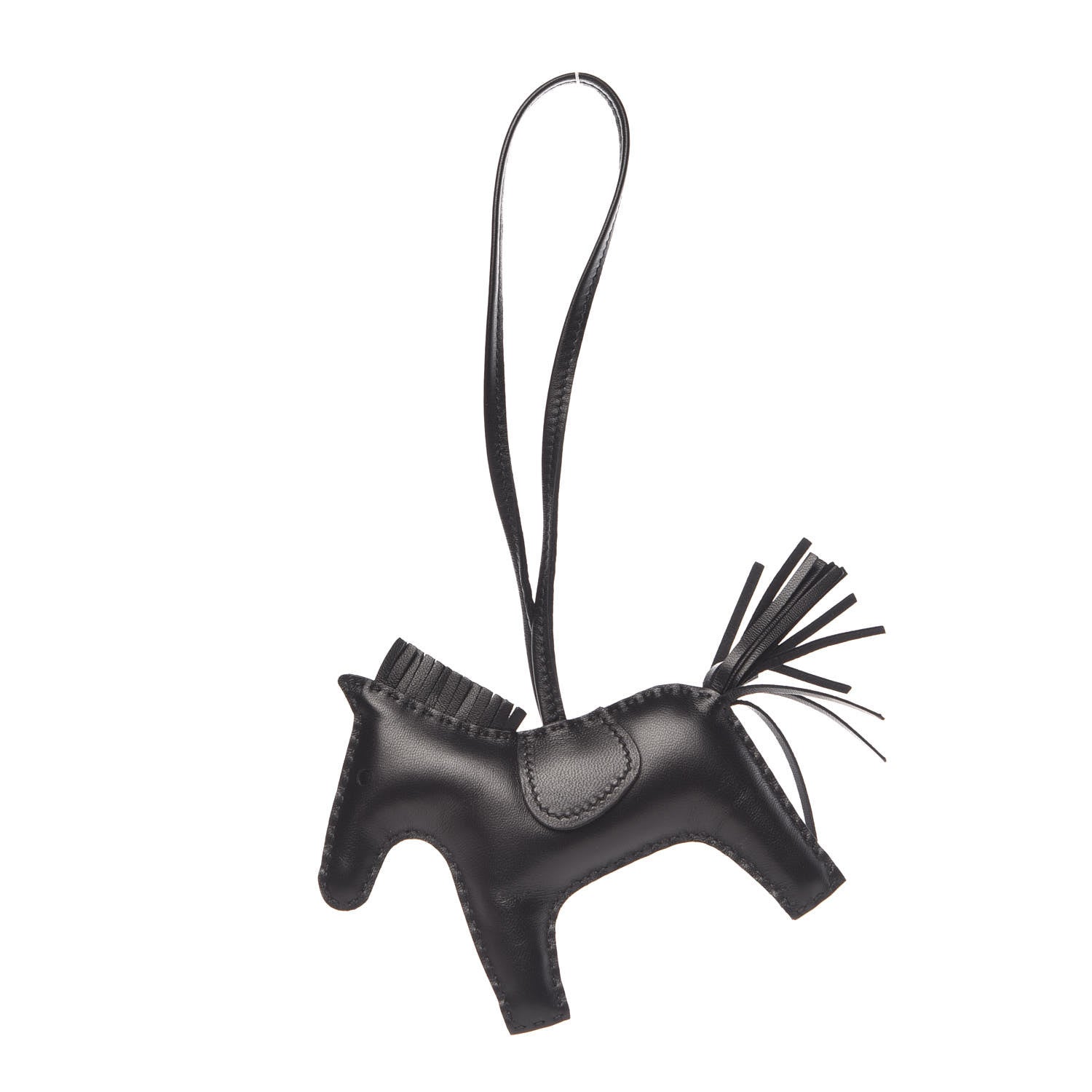 Hermes Milo Lambskin Grigri Rodeo Horse Bag Charm MM So Black 1 of 4
