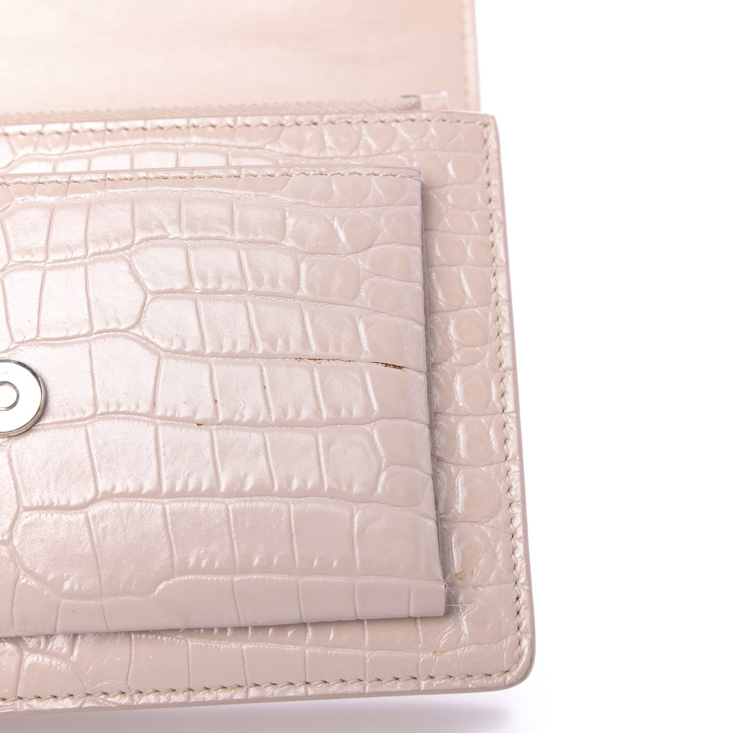 Calfskin Crocodile Embossed Small Monogram Sunset Soft Nude