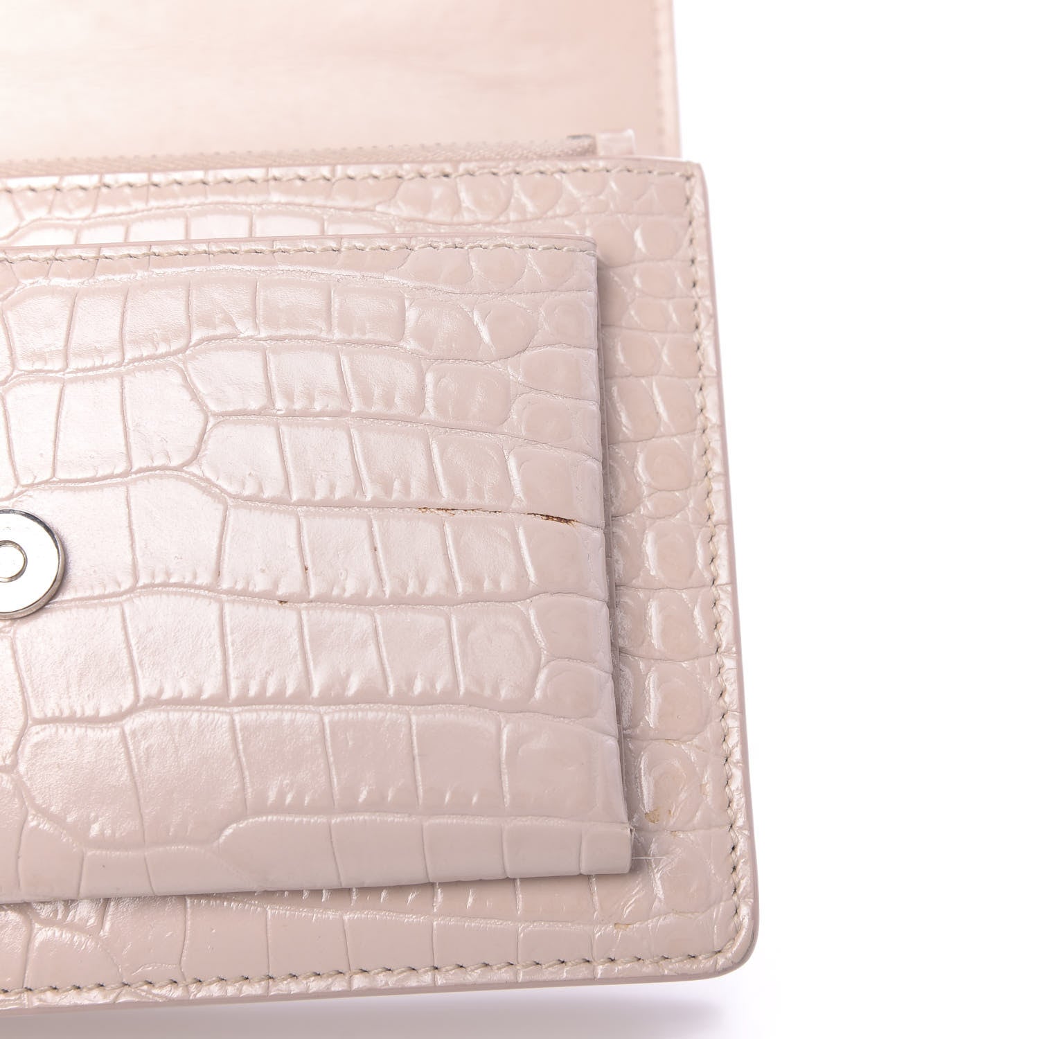 Saint Laurent Calfskin Crocodile Embossed Small Monogram Sunset Soft Nude 9 of 11