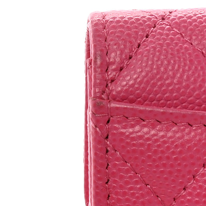 Chanel Caviar Quilted Flap Card Holder Wallet Pink 10 of 13