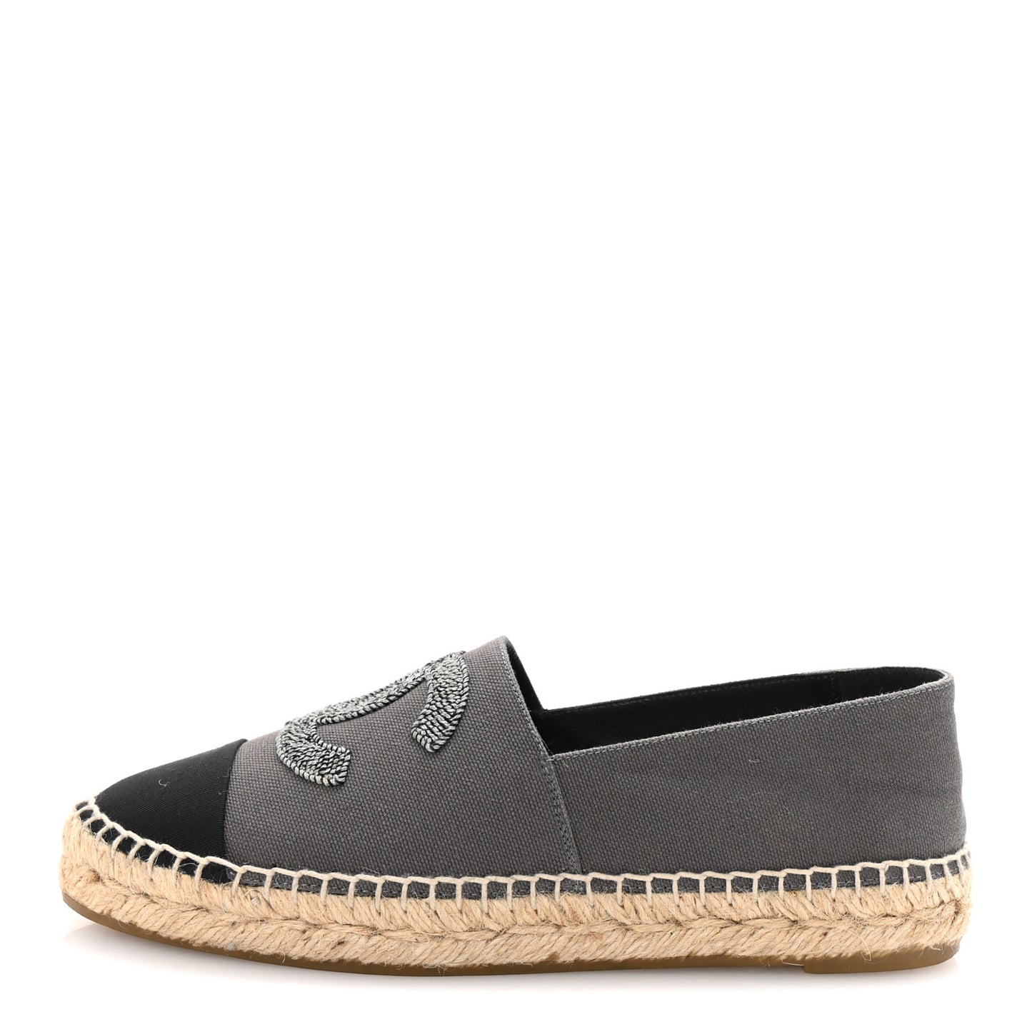 Canvas Grosgrain CC Espadrilles 38 Grey Black