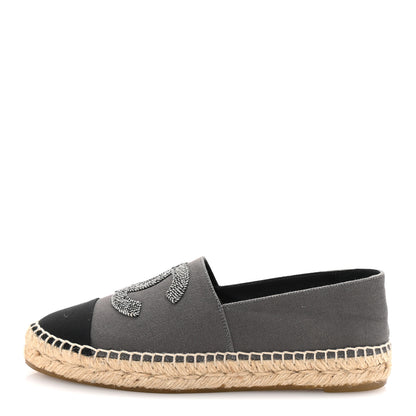 Chanel Canvas Grosgrain CC Espadrilles 38 Grey Black 1 of 9