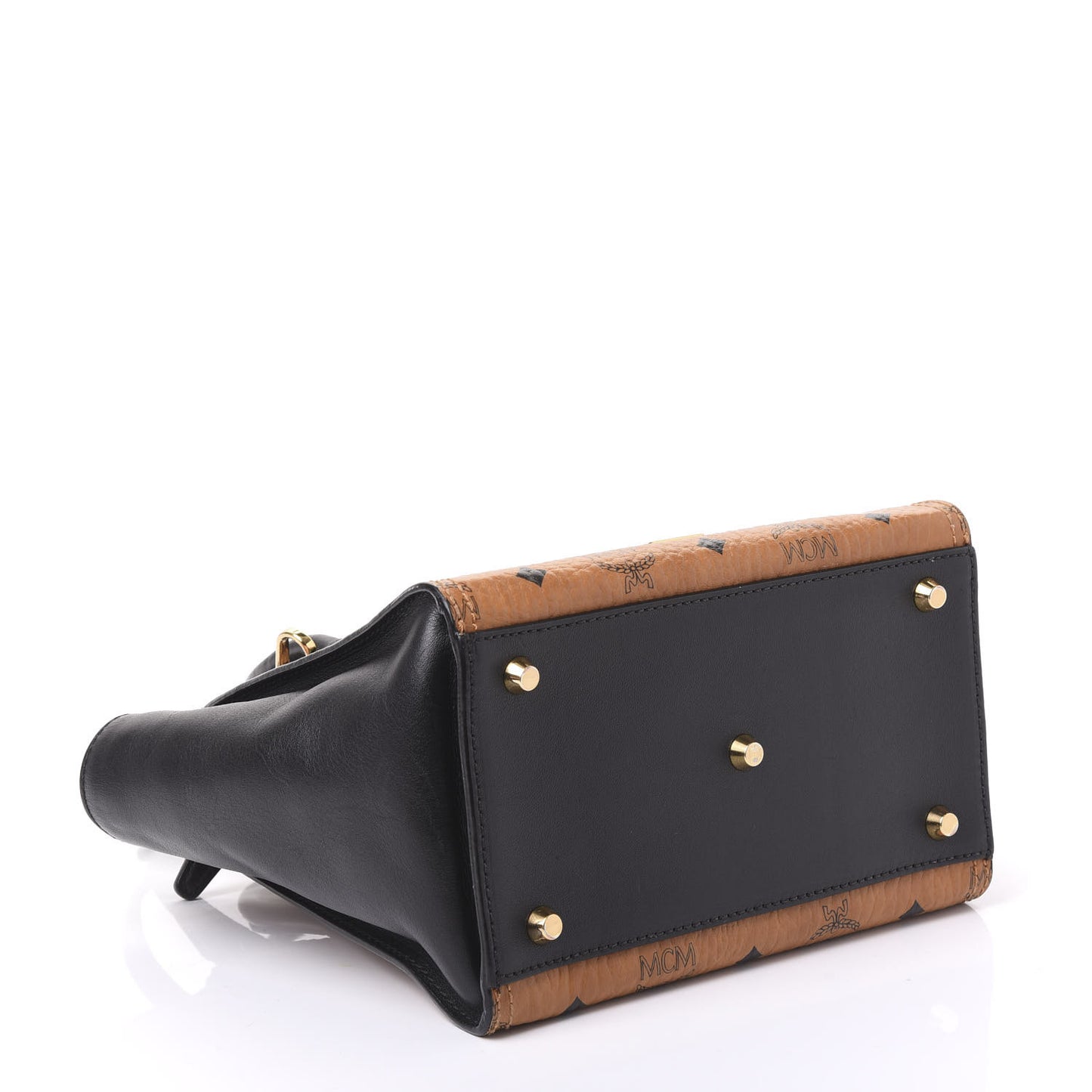 Visetos Small Kathy Double Zip Tote Cognac Black