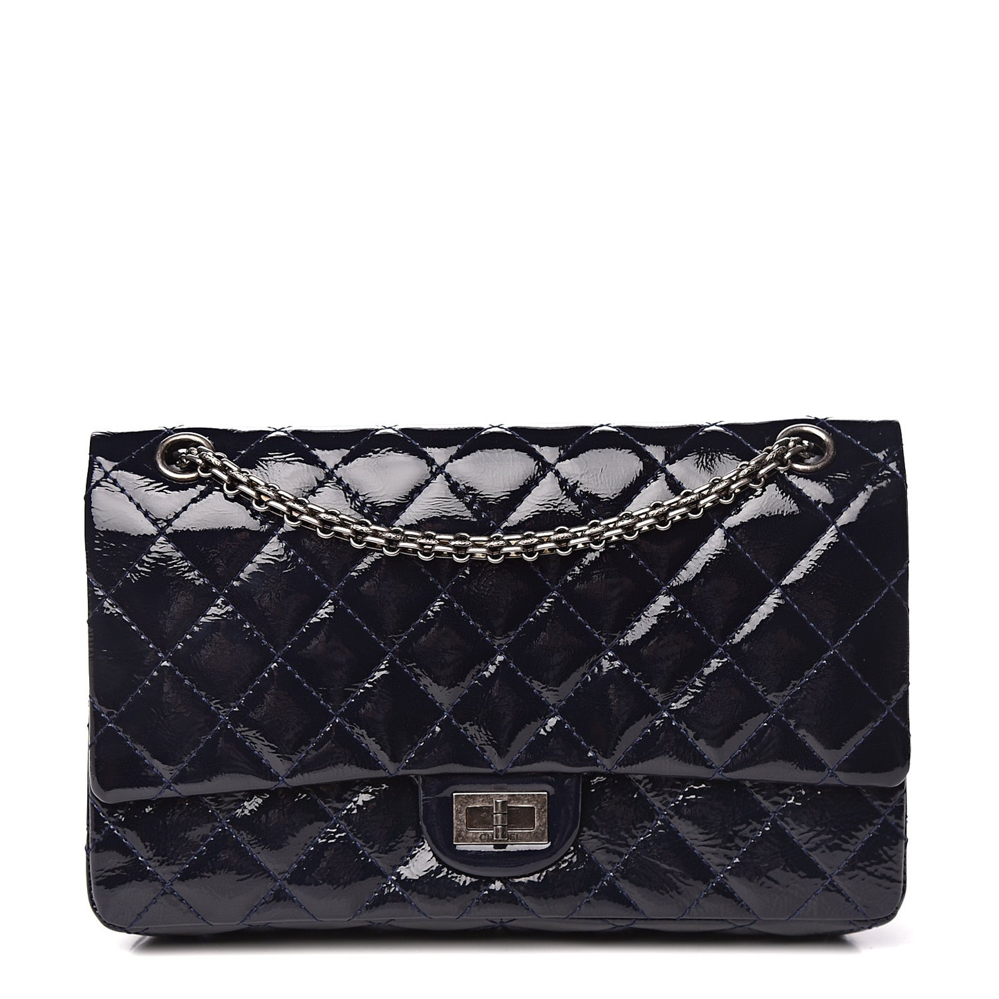 Distressed Patent Quilted 2.55 Reissue 226 Flap Navy