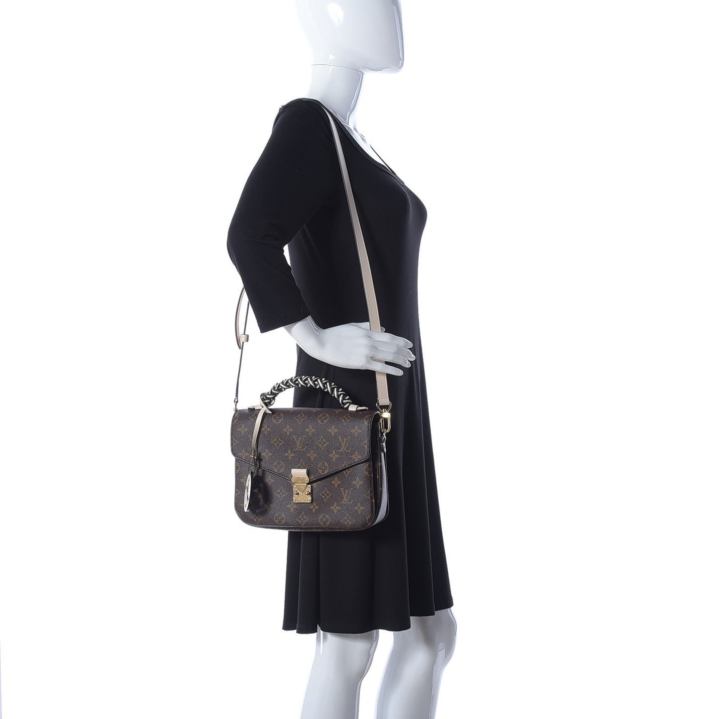 Monogram Braided Pochette Metis Creme Beige