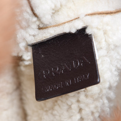 Prada Suede Shearling Mink Fur Crocodile Shoulder Bag Brown 8 of 19