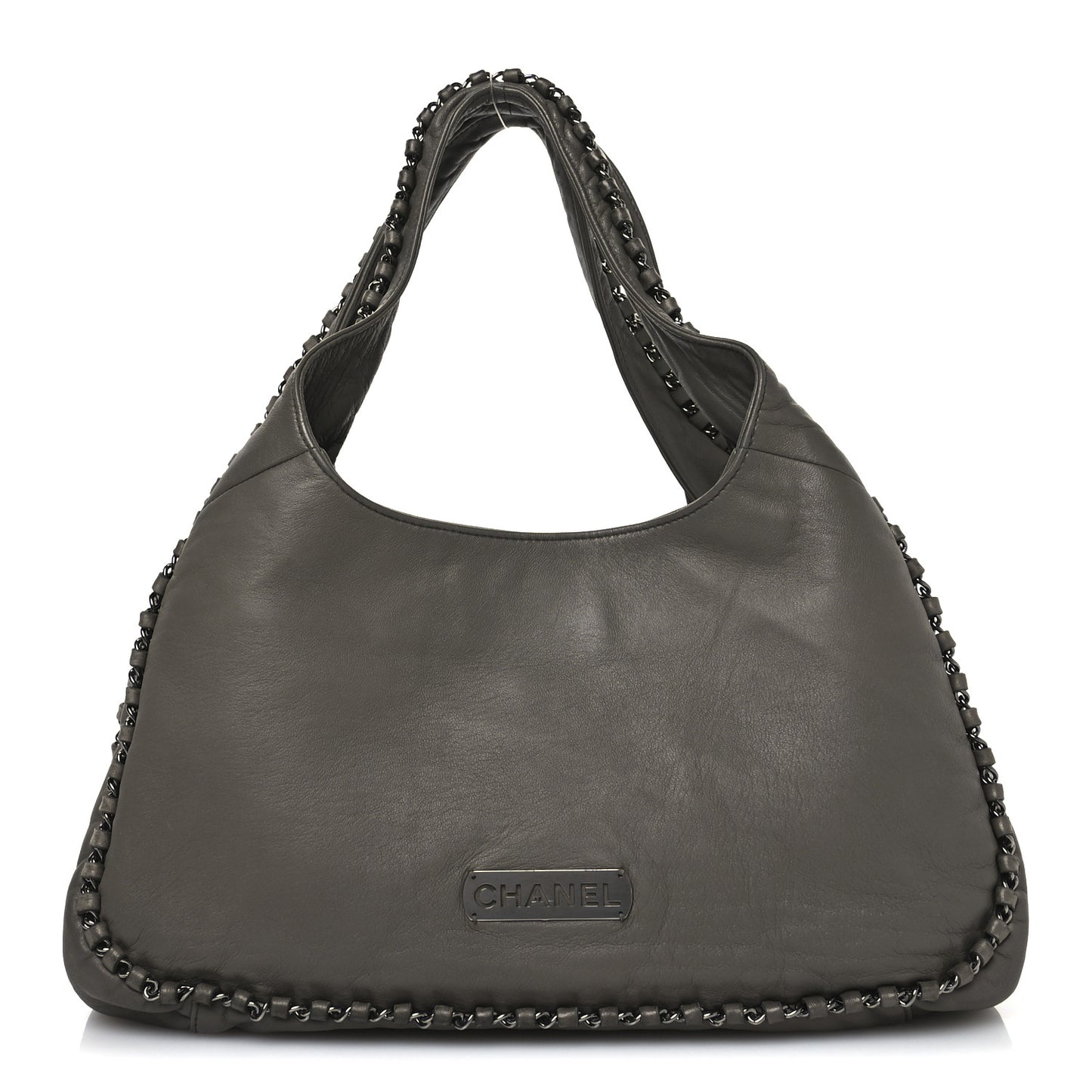 Lambskin Chain Hobo Grey