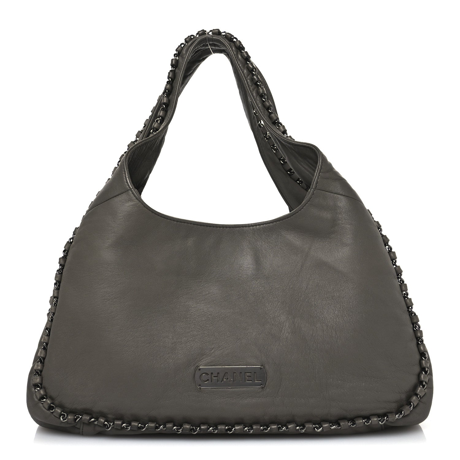 Chanel Lambskin Chain Hobo Grey 1 of 10