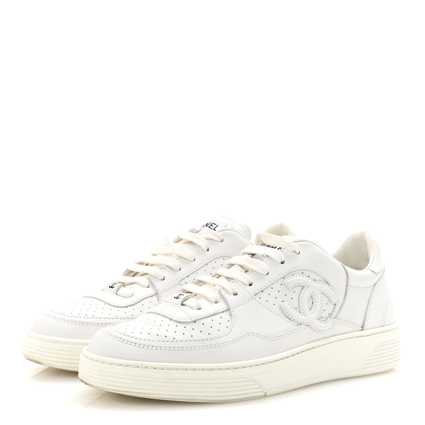 Calfskin CC Womens Sneakers 39 White
