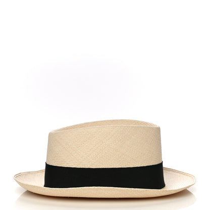 Hermes Straw Mens Rio Panama Hat 58 Natural Black 3 of 7