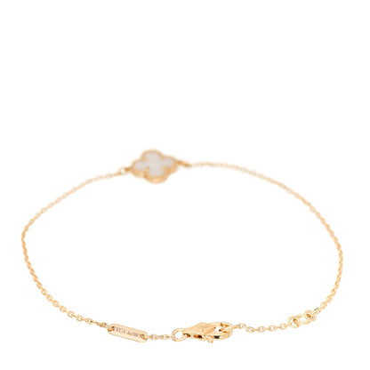 Van Cleef & Arpels 18K Yellow Gold Mother of Pearl Sweet Alhambra Bracelet 2 of 5