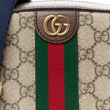 Gucci GG Supreme Monogram Textured Dollar Calfskin Web Ophidia Wristlet Shoulder Bag Beige Ebony New Acero 8 of 11