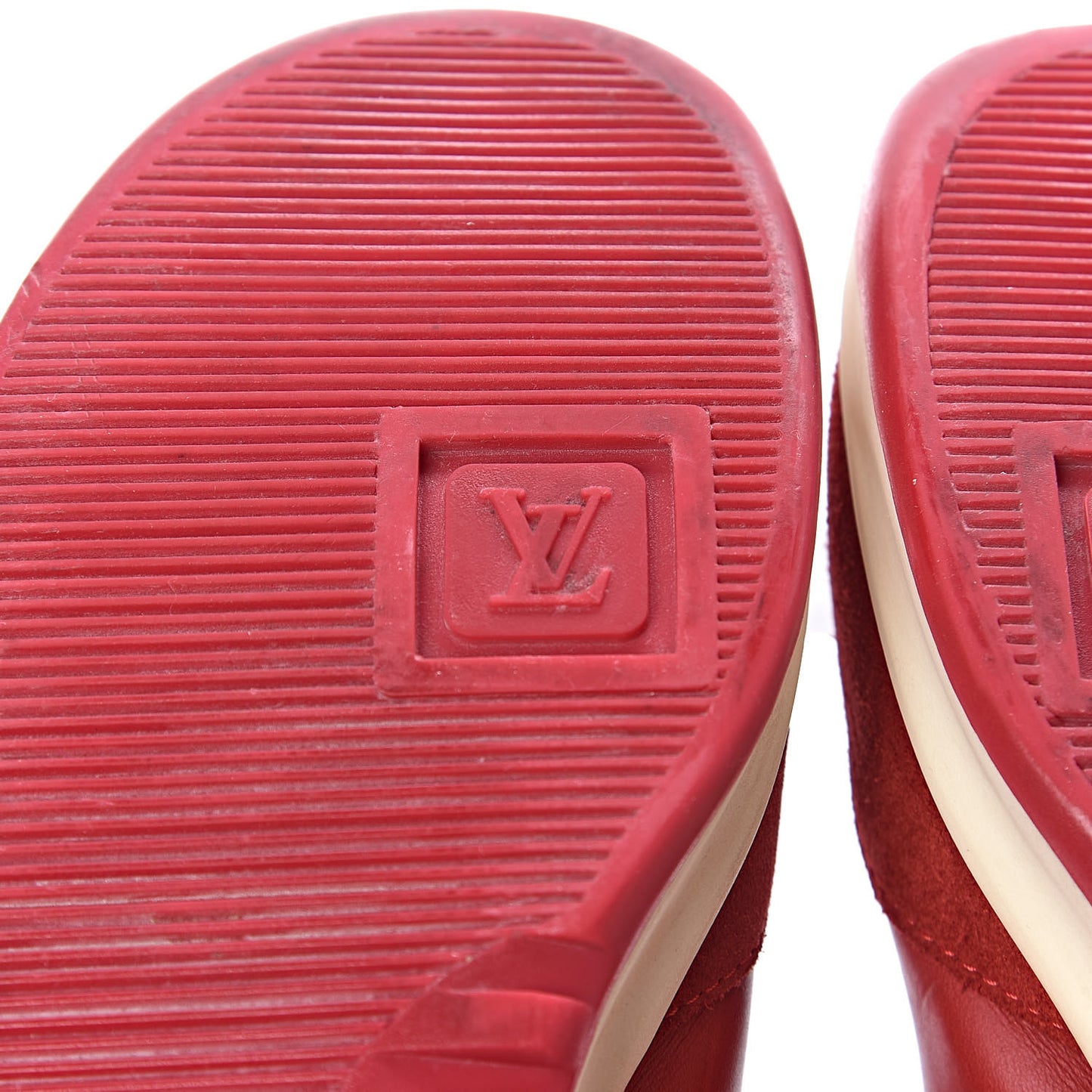 Suede Calfskin Perforated Monogram Sneaker 37.5 Red