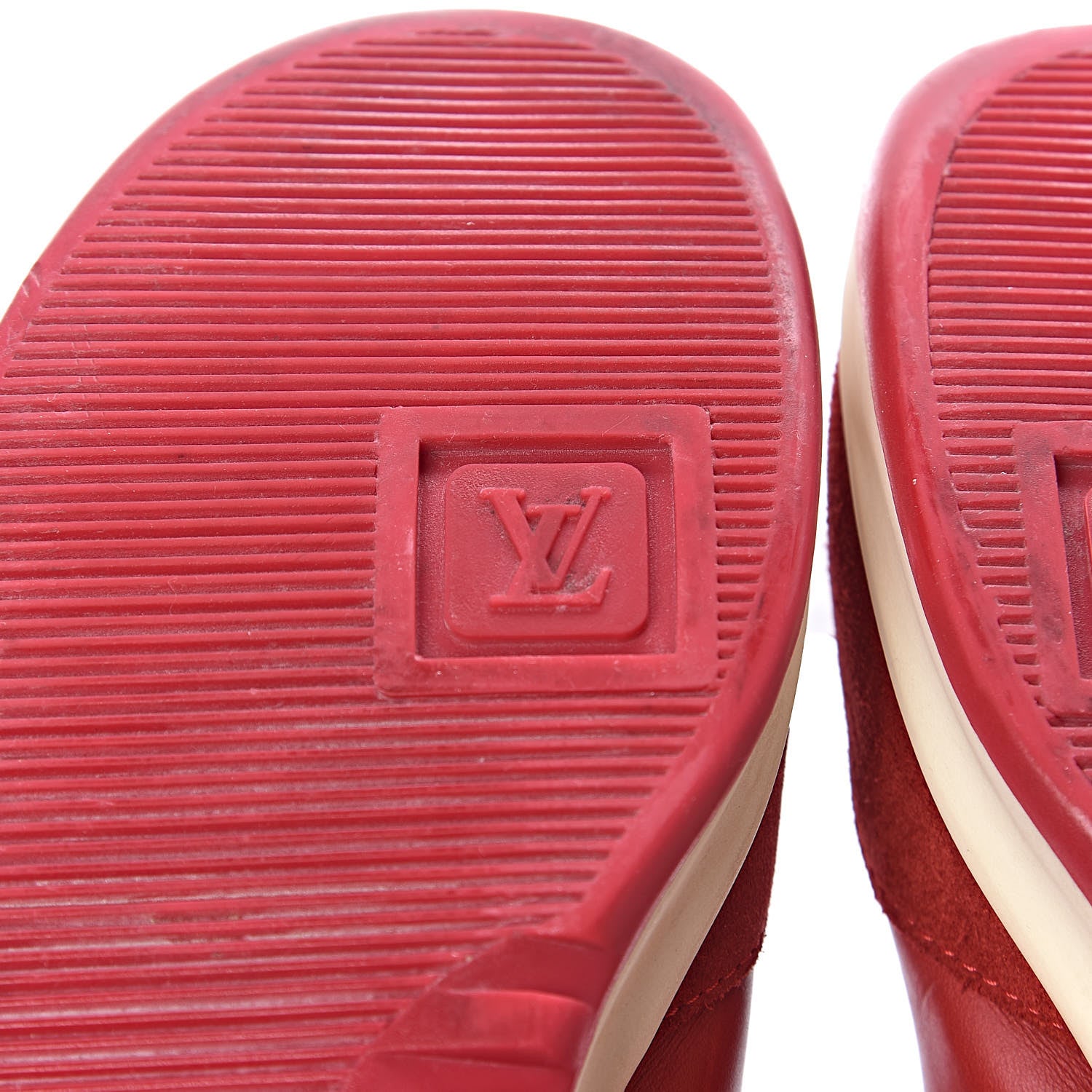 Louis Vuitton Suede Calfskin Perforated Monogram Sneaker 37.5 Red 14 of 15