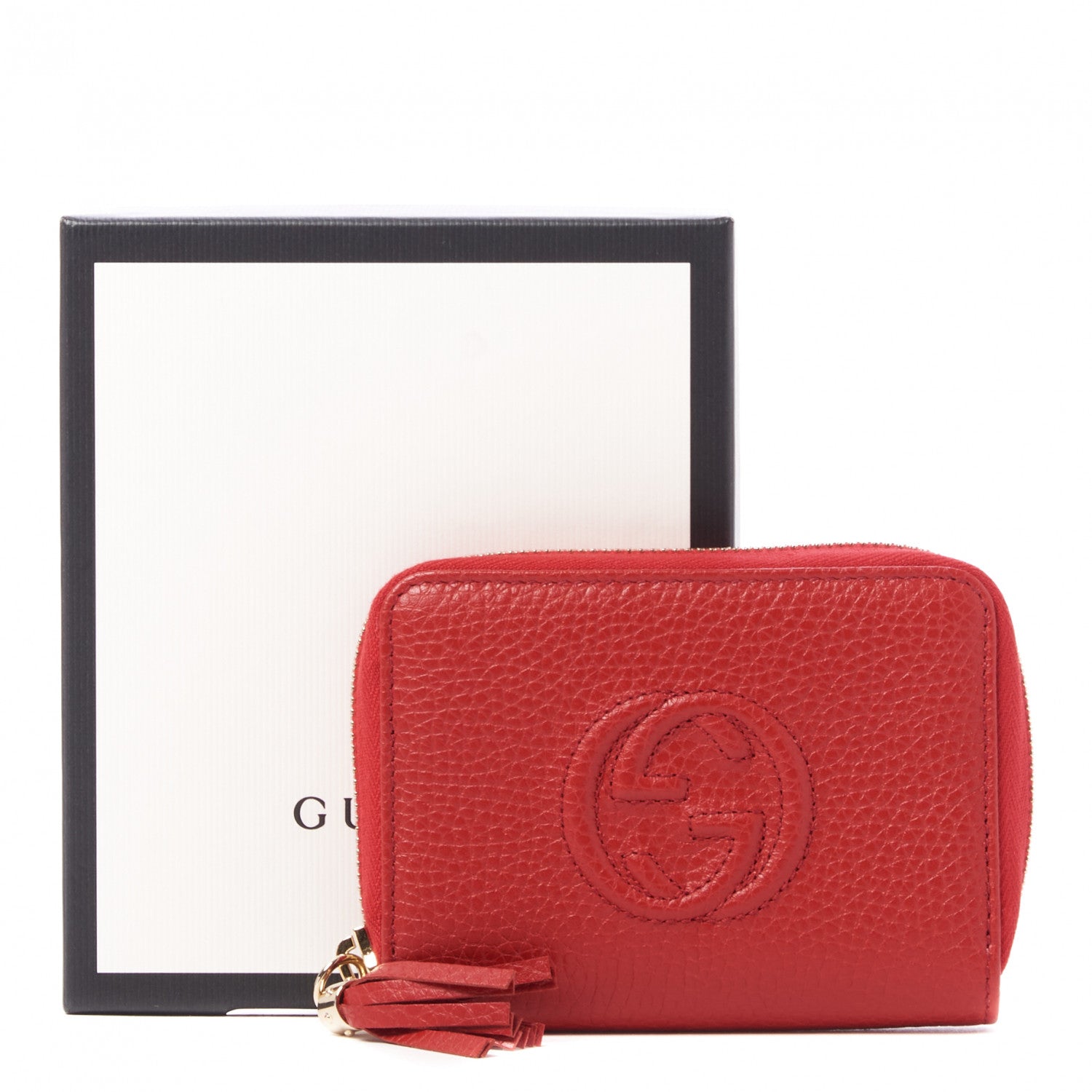 Gucci Pebbled Calfskin Small Soho Zip Around Wallet Red 9 of 9