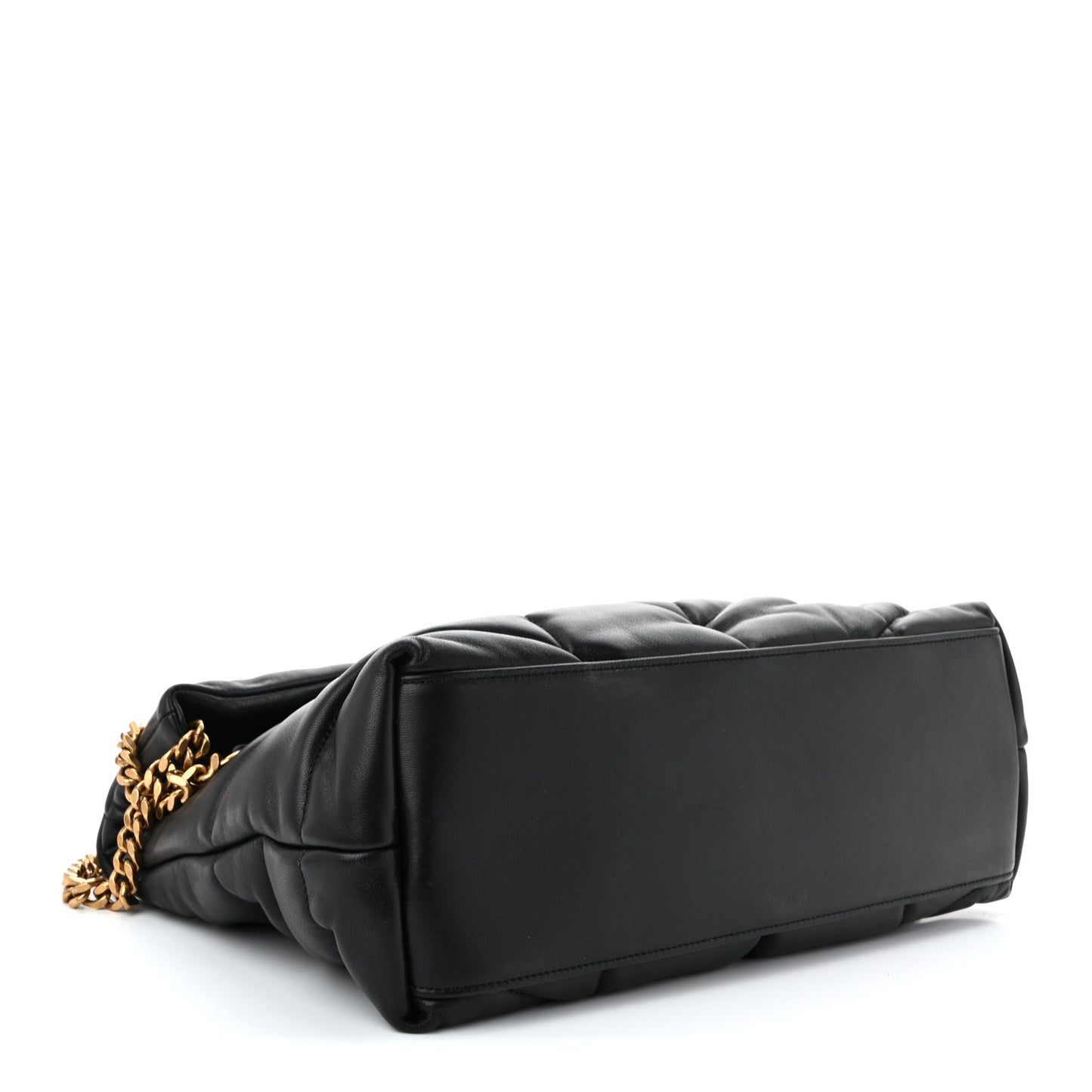 Lambskin Quilted Medium Loulou Puffer Monogram Chain Satchel Black