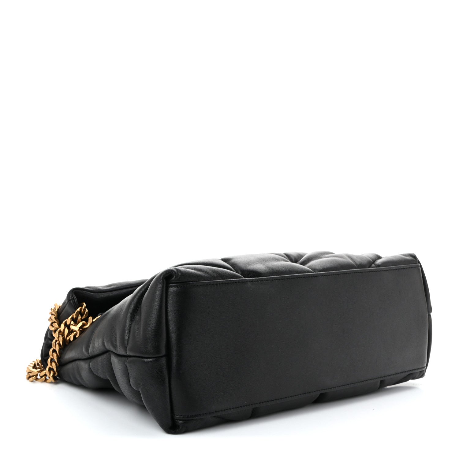 Saint Laurent Lambskin Quilted Medium Loulou Puffer Monogram Chain Satchel Black 4 of 10
