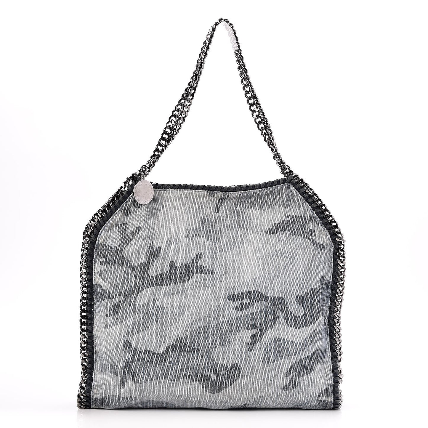 Denim Camo Print Small Falabella Tote Pale Blue