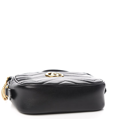Gucci Calfskin Matelasse Mini GG Marmont Chain Shoulder Bag Black 4 of 11