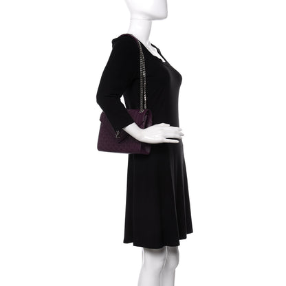 Saint Laurent Grain De Poudre Textured Mixed Matelasse Triquilt Medium Monogram Satchel Lilac 2 of 10