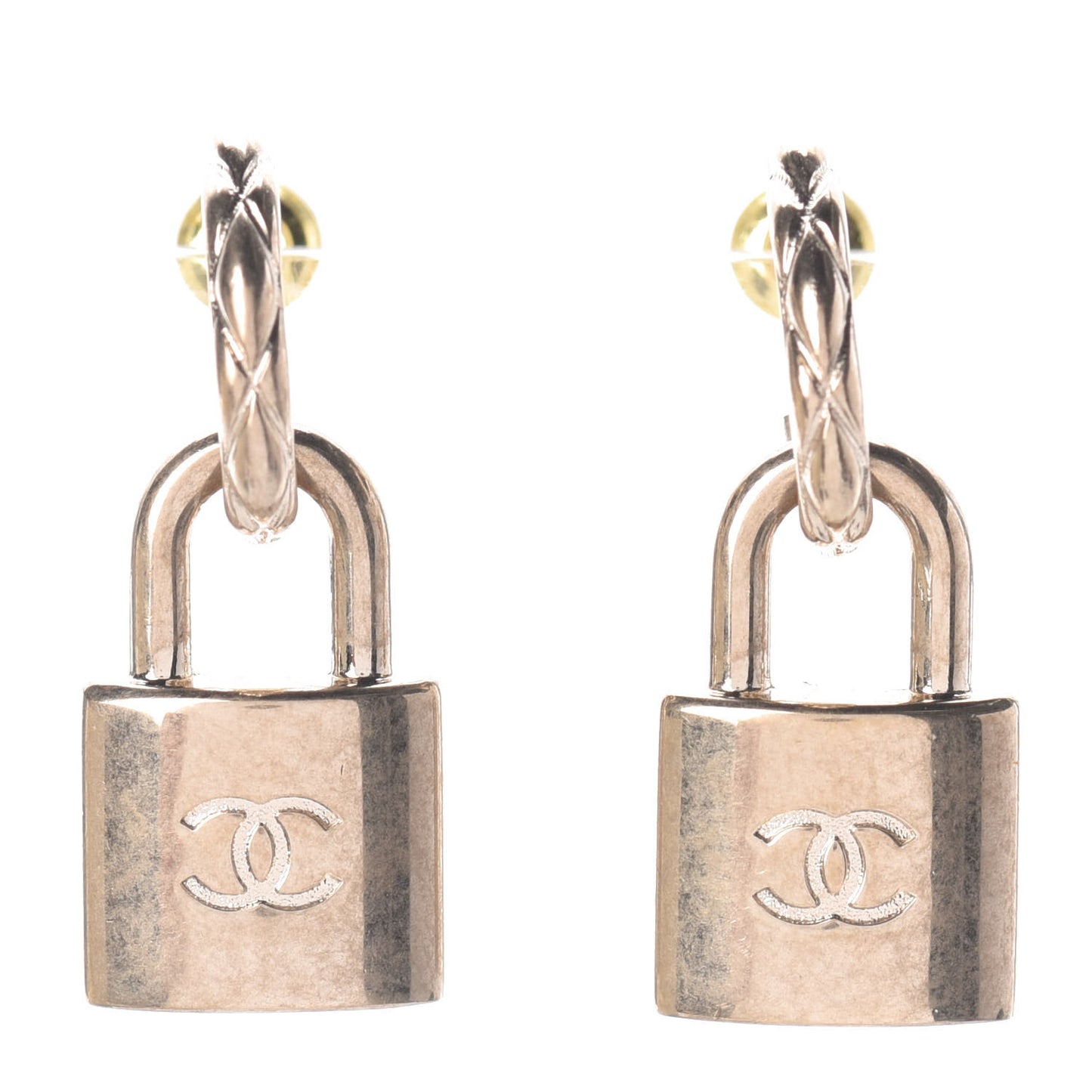 Metal Lock Drop Earrings Light Gold