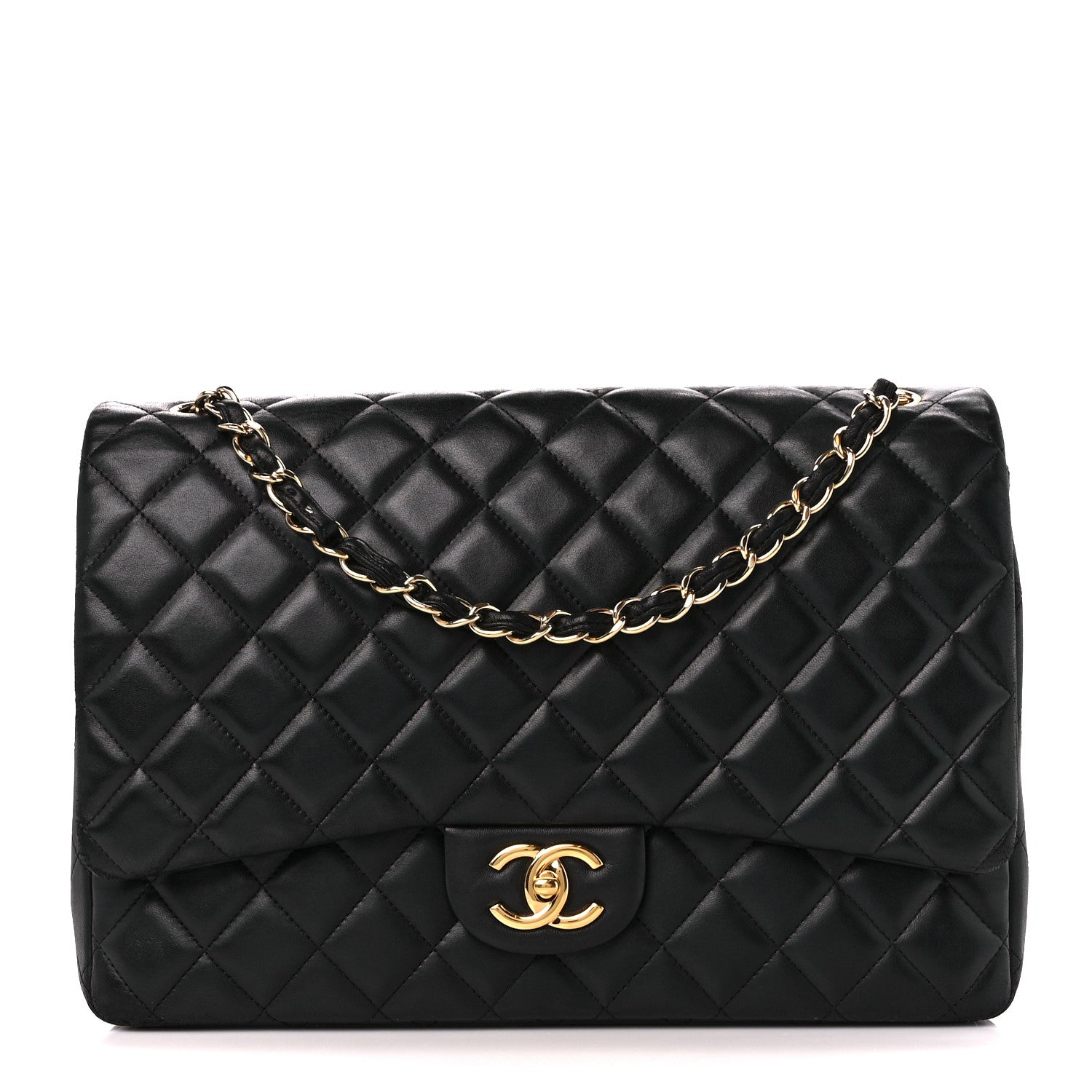Chanel Lambskin Quilted Maxi Double Flap Black 1 of 12
