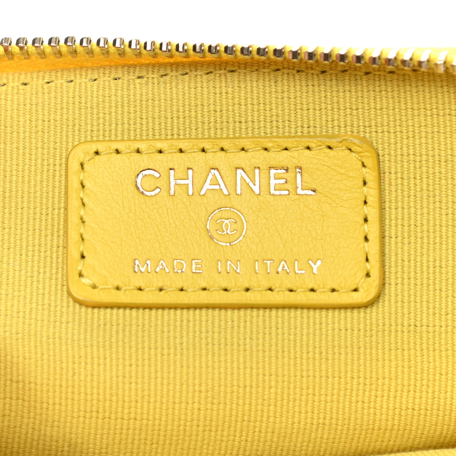 Chanel Caviar Quilted Zip Card Holder Wallet Yellow 6 of 8