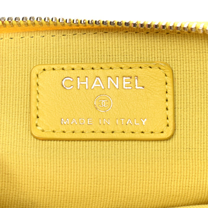 Chanel Caviar Quilted Zip Card Holder Wallet Yellow 6 of 8