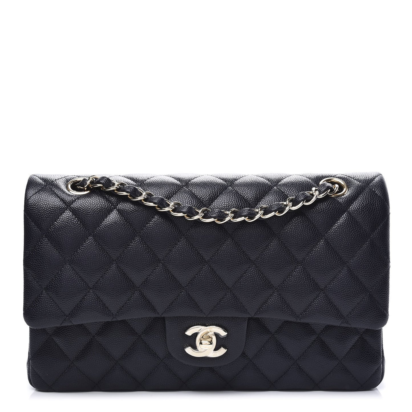 Caviar Quilted Medium Double Flap Navy