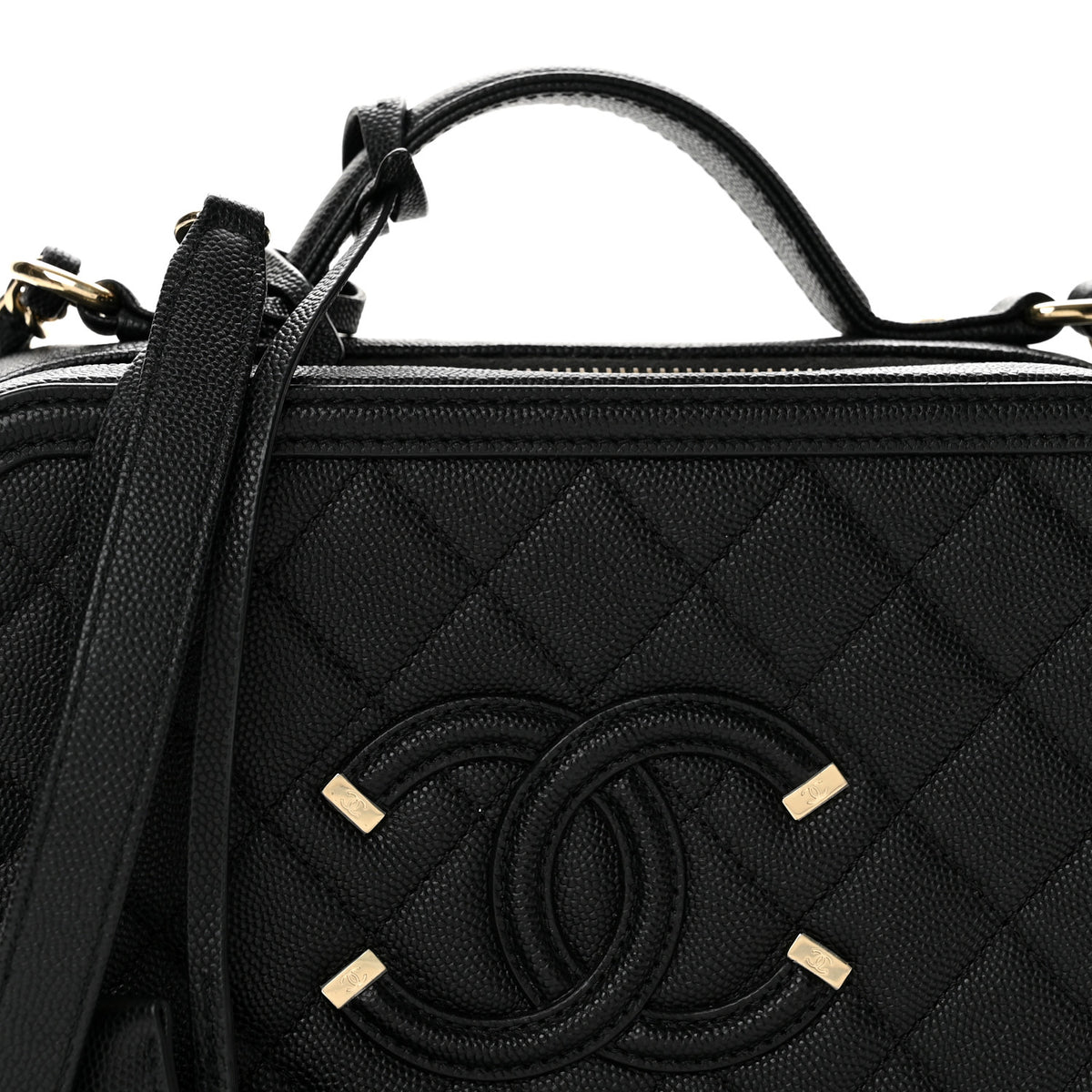Caviar Quilted Medium CC Filigree Vanity Case Black