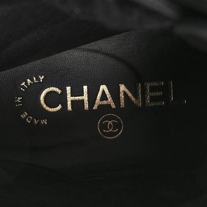 Chanel Shiny Calfskin Quilted Lace Up Combat Boots 39 Black 7 of 9