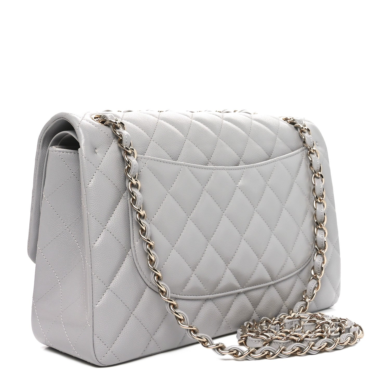 Chanel Caviar Quilted Jumbo Double Flap Grey 3 of 11