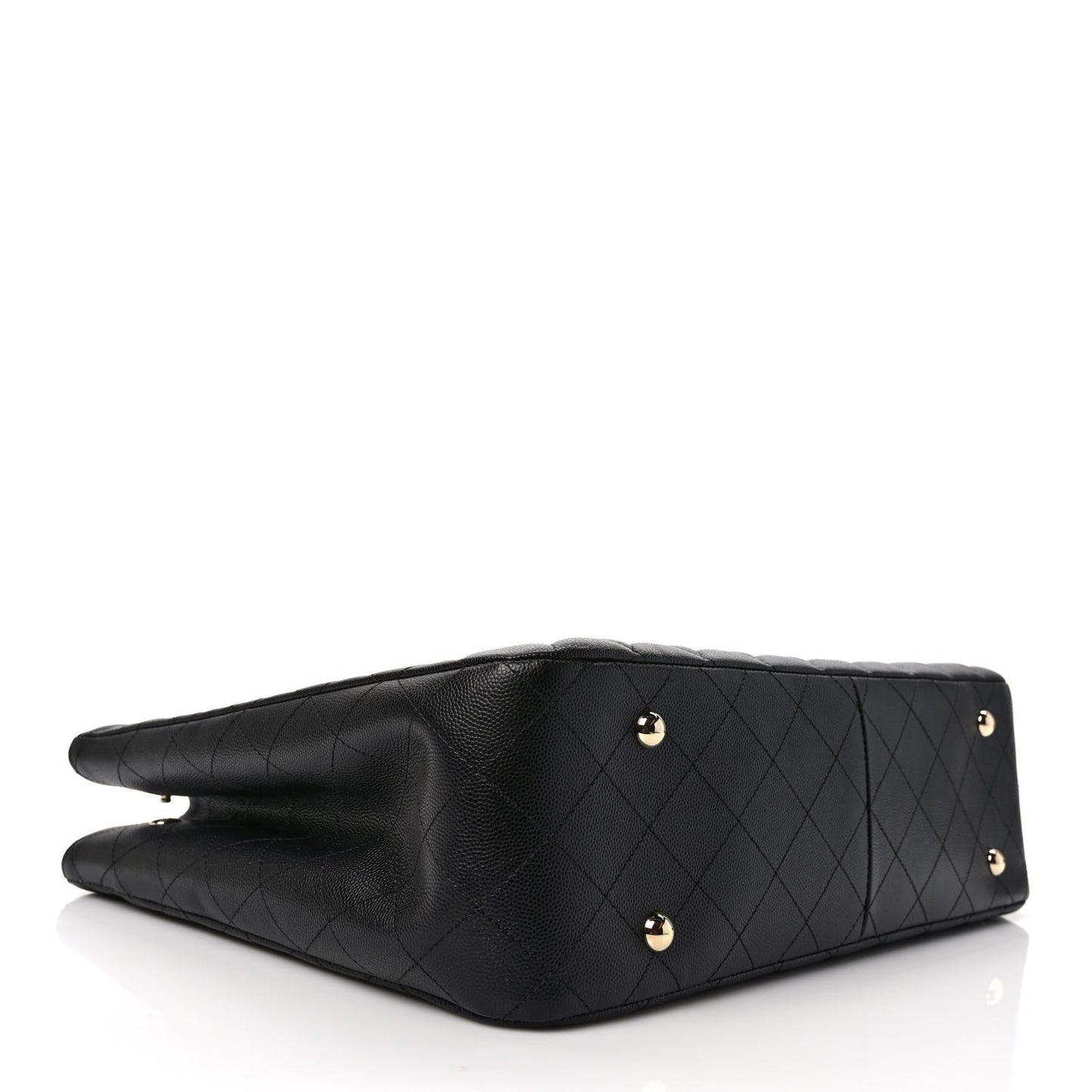 Caviar Quilted Large Shopping Tote Black