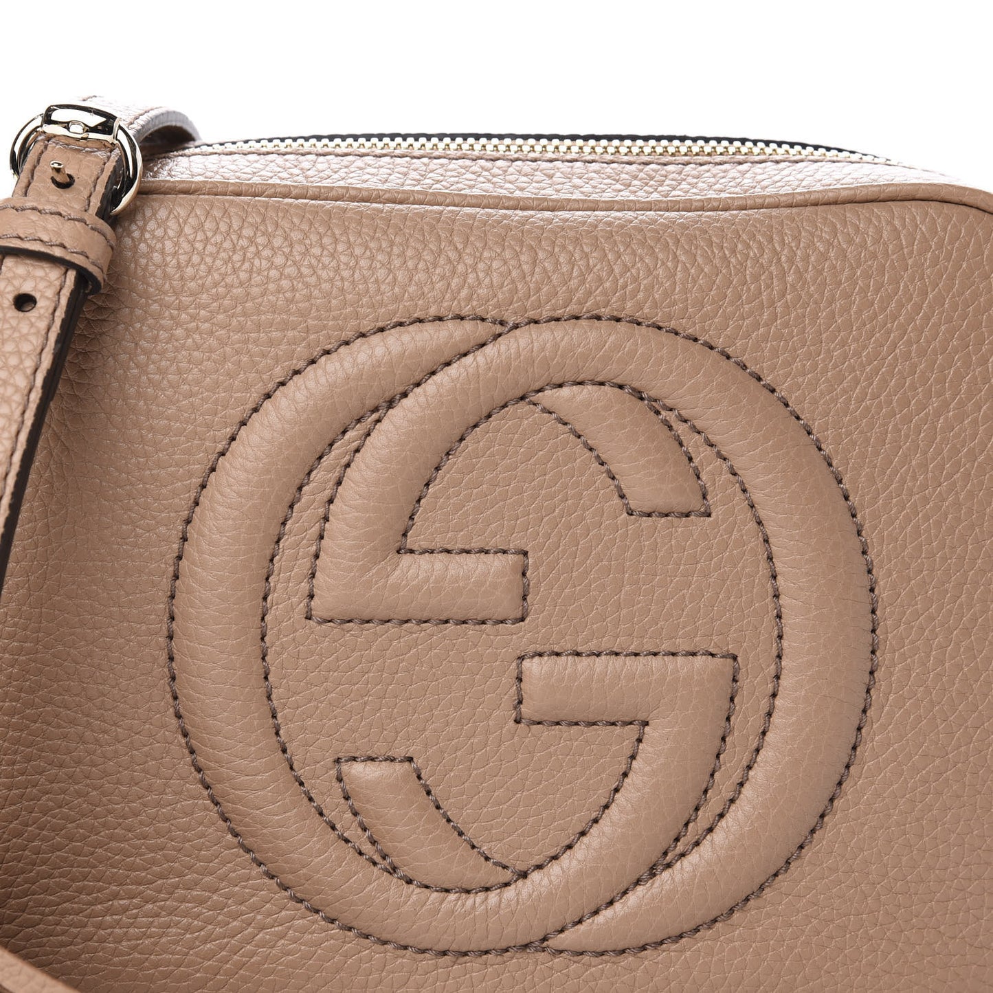 Pebbled Calfskin Small Soho Disco Bag Rose Beige