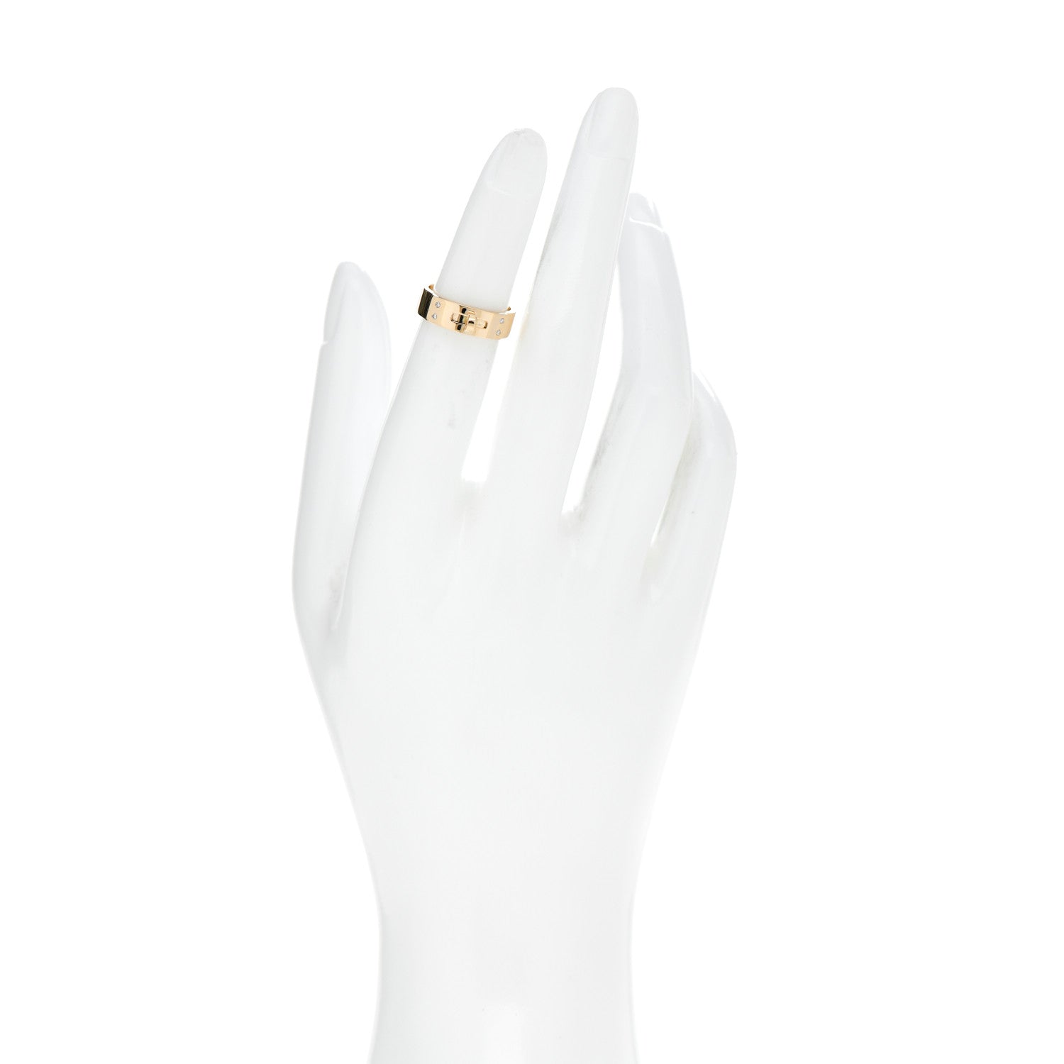 Hermes 18K Yellow Gold Diamond PM Kelly Ring 47 4 2 of 4