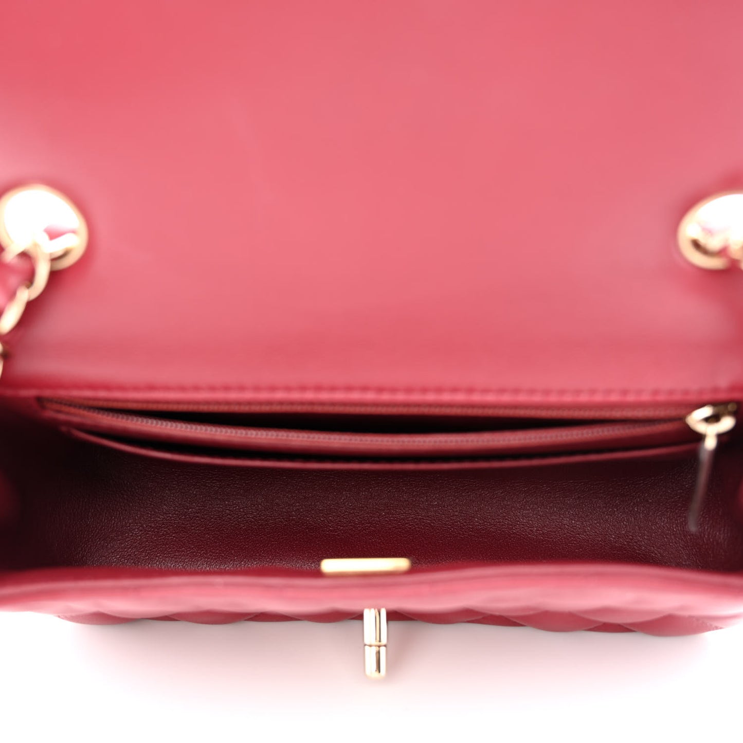 Lambskin Quilted Mini Rectangular Flap Burgundy