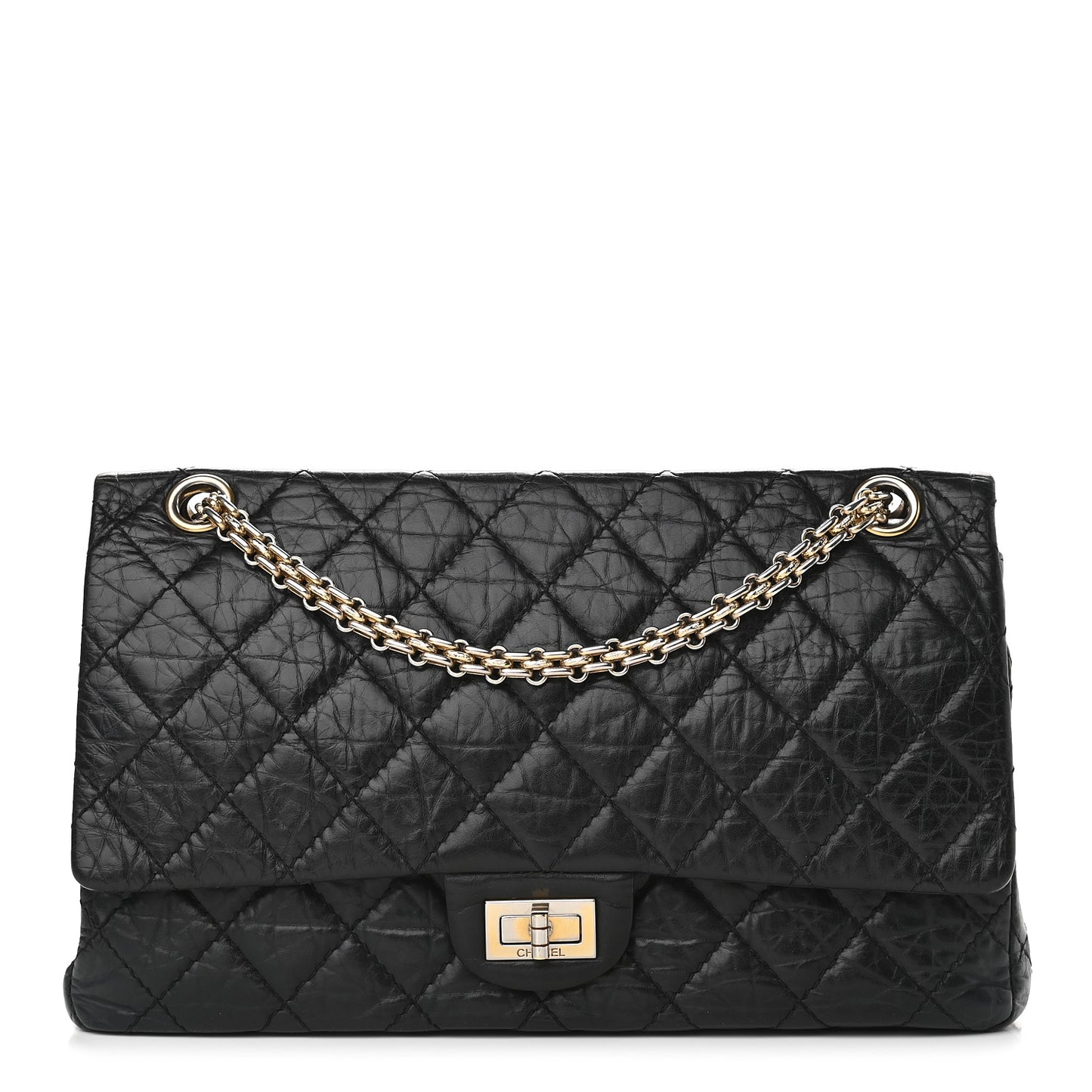 Aged Calfskin Quilted 2.55 Reissue 226 Flap Black