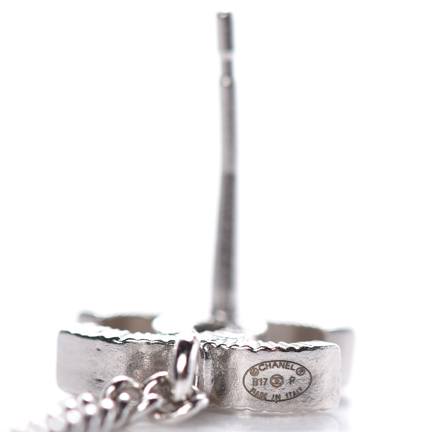 Chanel Crystal CC Drop Earrings Silver Black 3 of 6