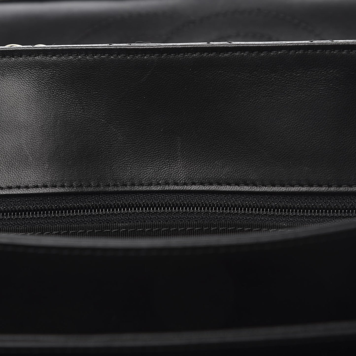 Patent Goatskin Quilted 3 Pocket Accordion Flap Black