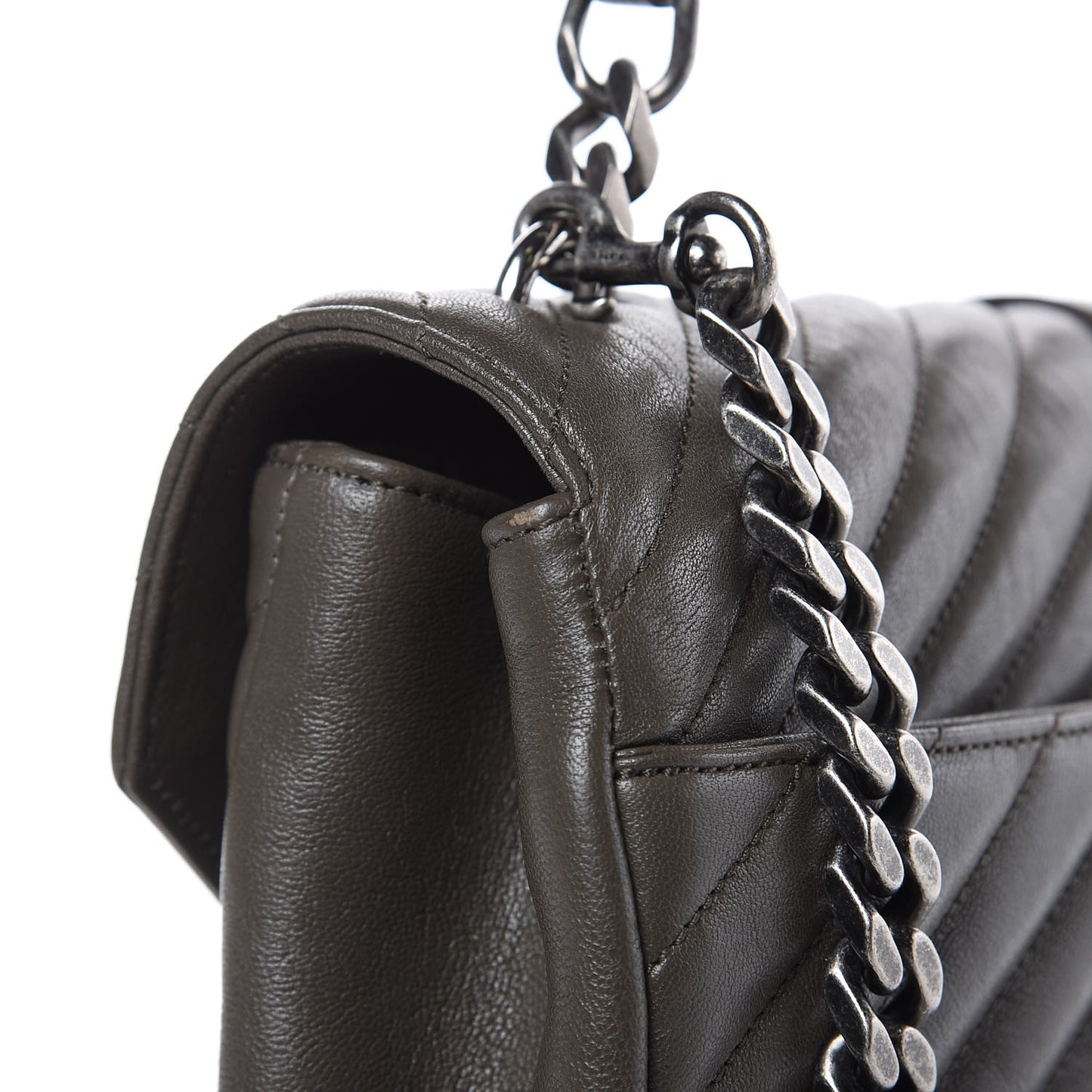 Sheepskin Matelasse Chevron Monogram Large College Satchel Bronze