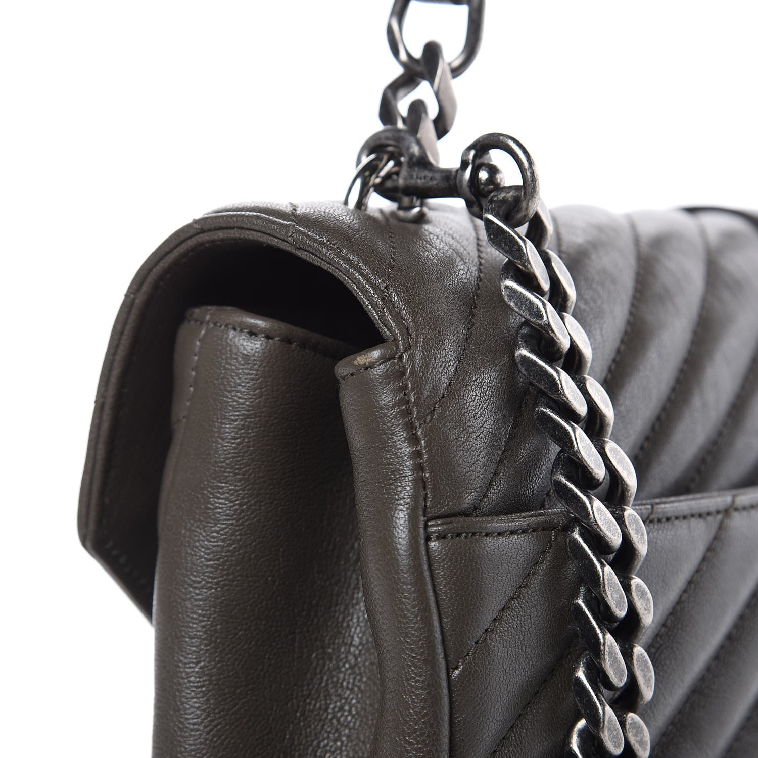 Saint Laurent Sheepskin Matelasse Chevron Monogram Large College Satchel Bronze 12 of 13