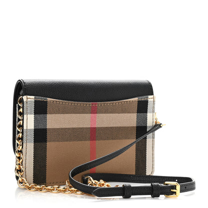 Burberry Derby Calfskin House Check Wallet On Chain Black 3 of 10
