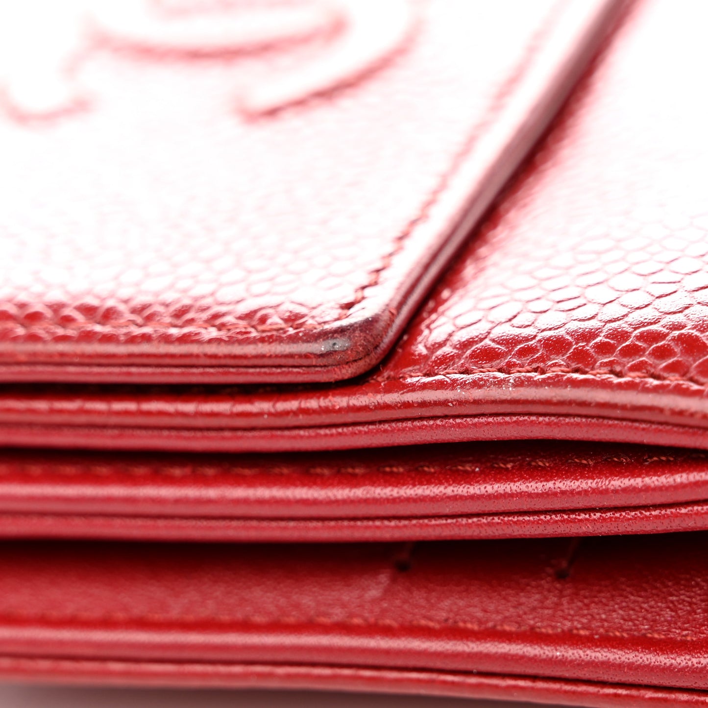 Caviar Timeless CC Compact Flap Wallet Dark Red