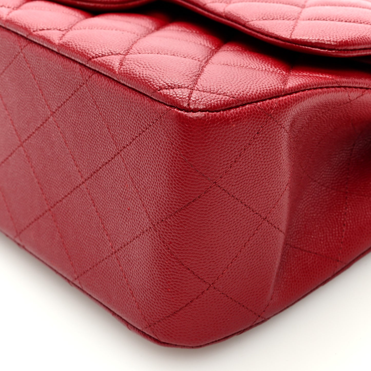 Caviar Quilted Jumbo Double Flap Dark Red