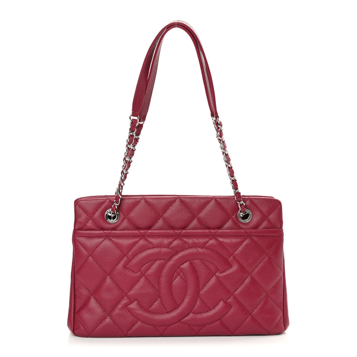 Caviar Quilted Timeless CC Shopping Tote Red