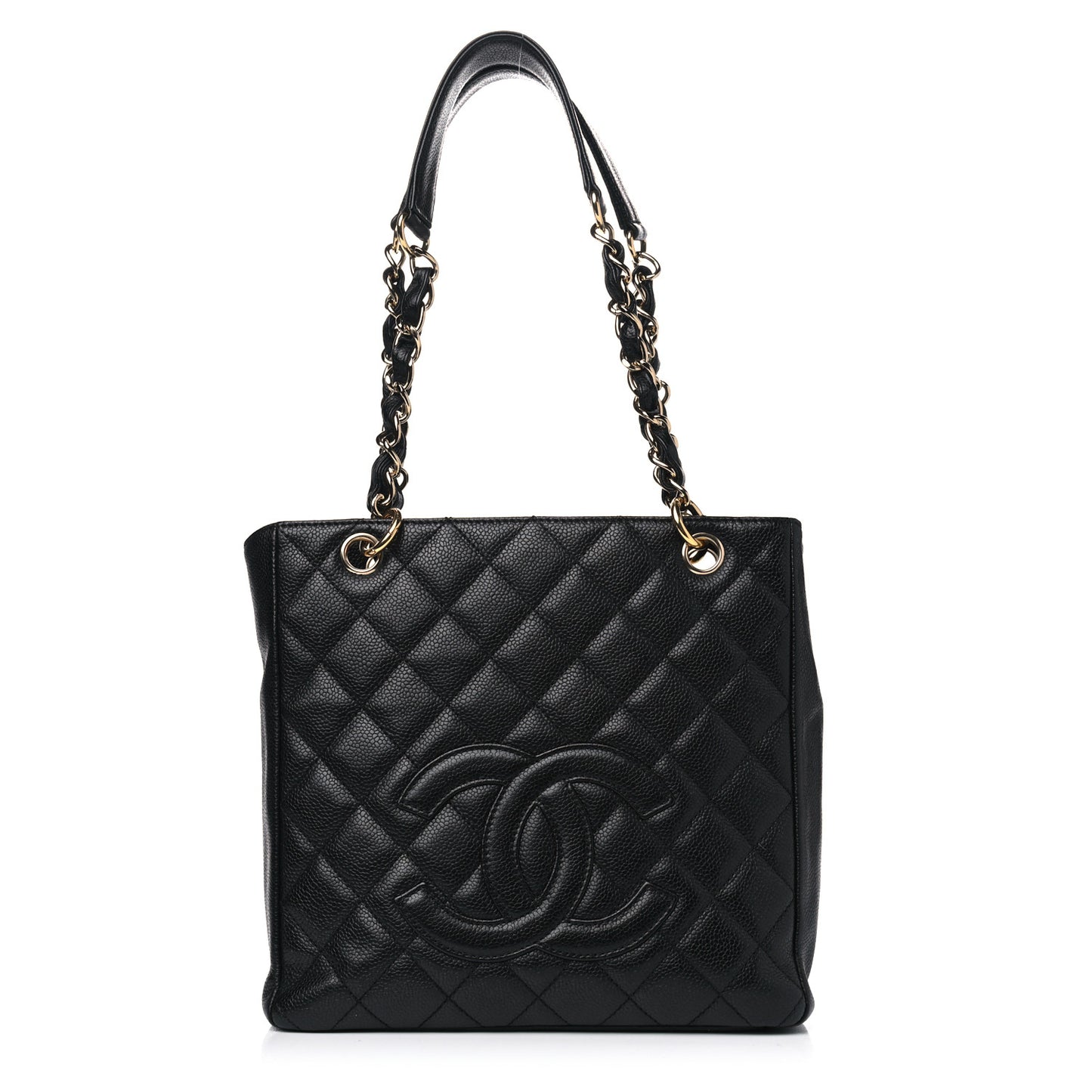 Caviar Quilted Petit Shopping Tote PST Black
