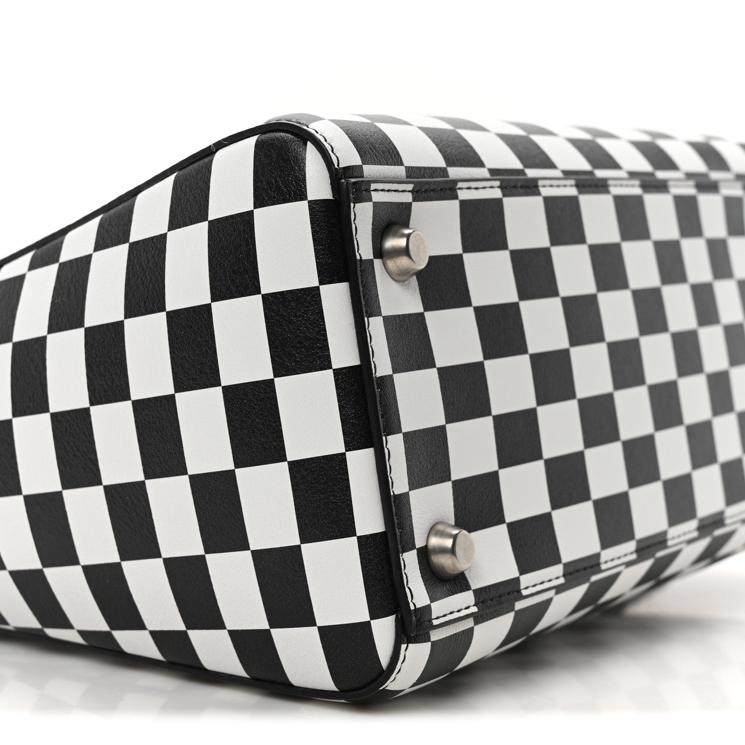 Christian Dior Calfskin Checkered Medium Lady Dior Black White 9 of 10