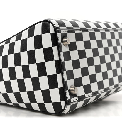 Christian Dior Calfskin Checkered Medium Lady Dior Black White 9 of 10