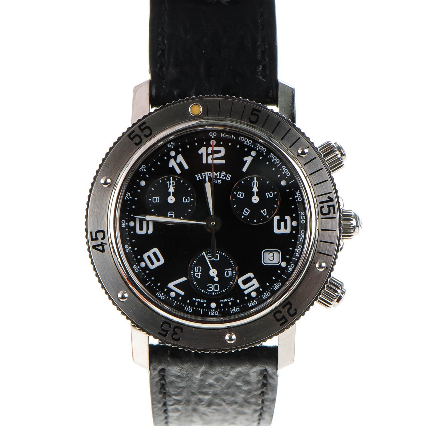Stainless Steel Epsom 41mm Clipper Chronograph Quartz Watch Noir